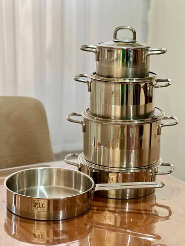 سرویس قابلمه استیل درب شیشه زیو مدل 1395-Z