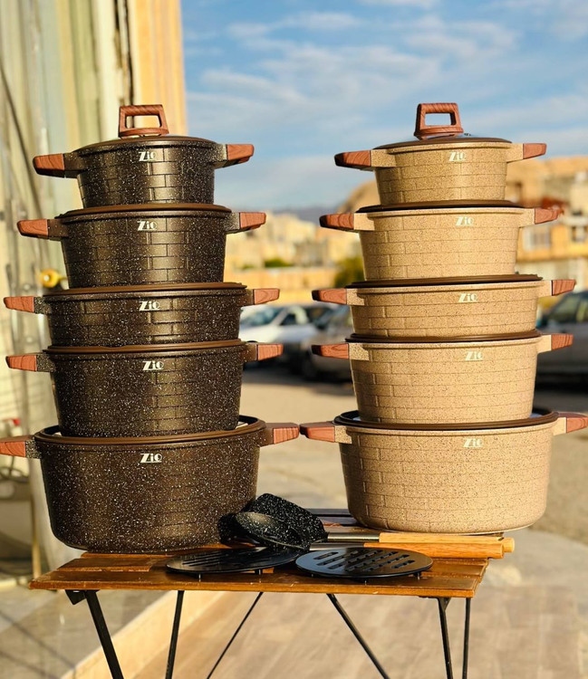 سرویس قابلمه 14 پارچه ZIO وارداتی طرح آجری سری piramid-مدل-8540