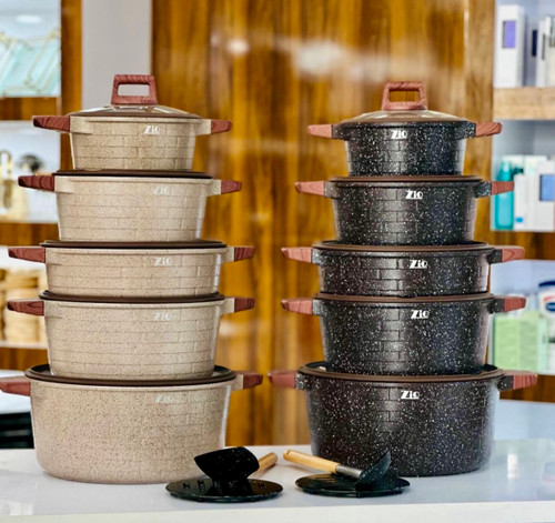 سرویس قابلمه 14 پارچه ZIO وارداتی طرح آجری سری piramid-مدل-8540