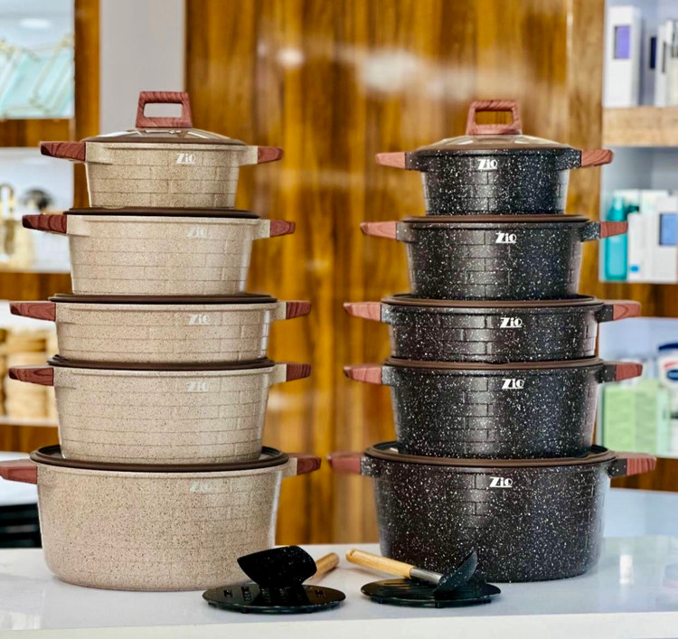 سرویس قابلمه 14 پارچه ZIO وارداتی طرح آجری سری piramid-مدل-8540