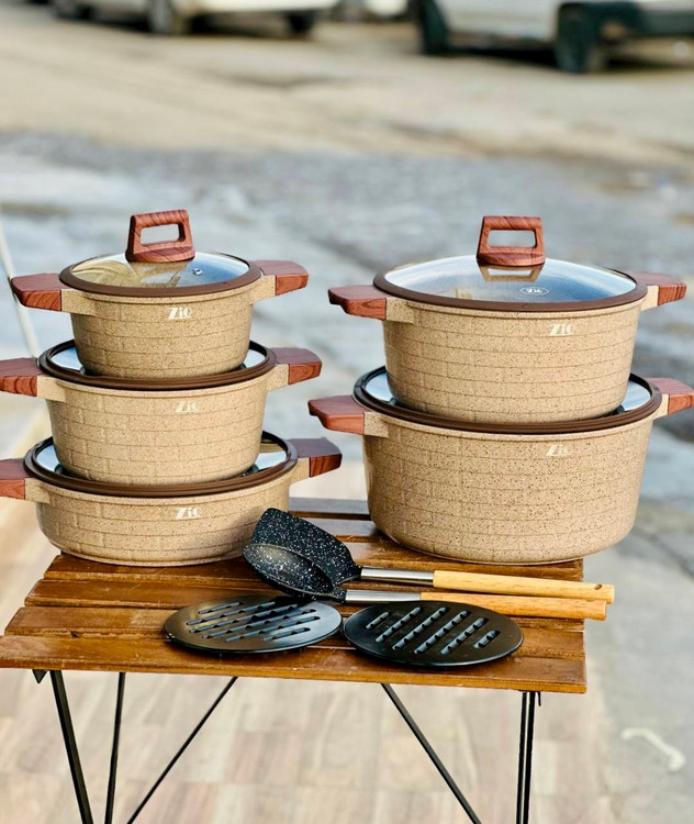 سرویس قابلمه 14 پارچه ZIO وارداتی طرح آجری سری piramid-مدل-8540