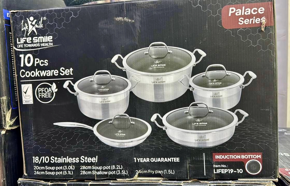 سرویس قابلمه کف لیزری نچسب 10 پارچه استیل لایف اسمایل مدل P-18 (اصلی وارداتی)