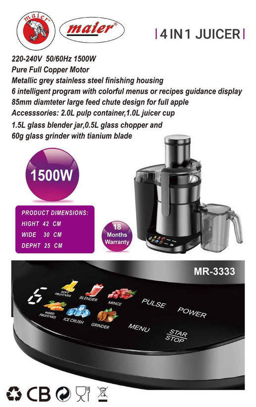 آبمیوه گیری چهار کاره تمام حرفهای مایر آلمان مدل MR3333