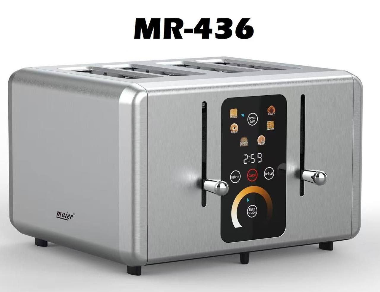 توستر نان چهار تایی دیجیتال تمام استیل لمسی حرفه‌ای مایر آلمان مدل MR-436