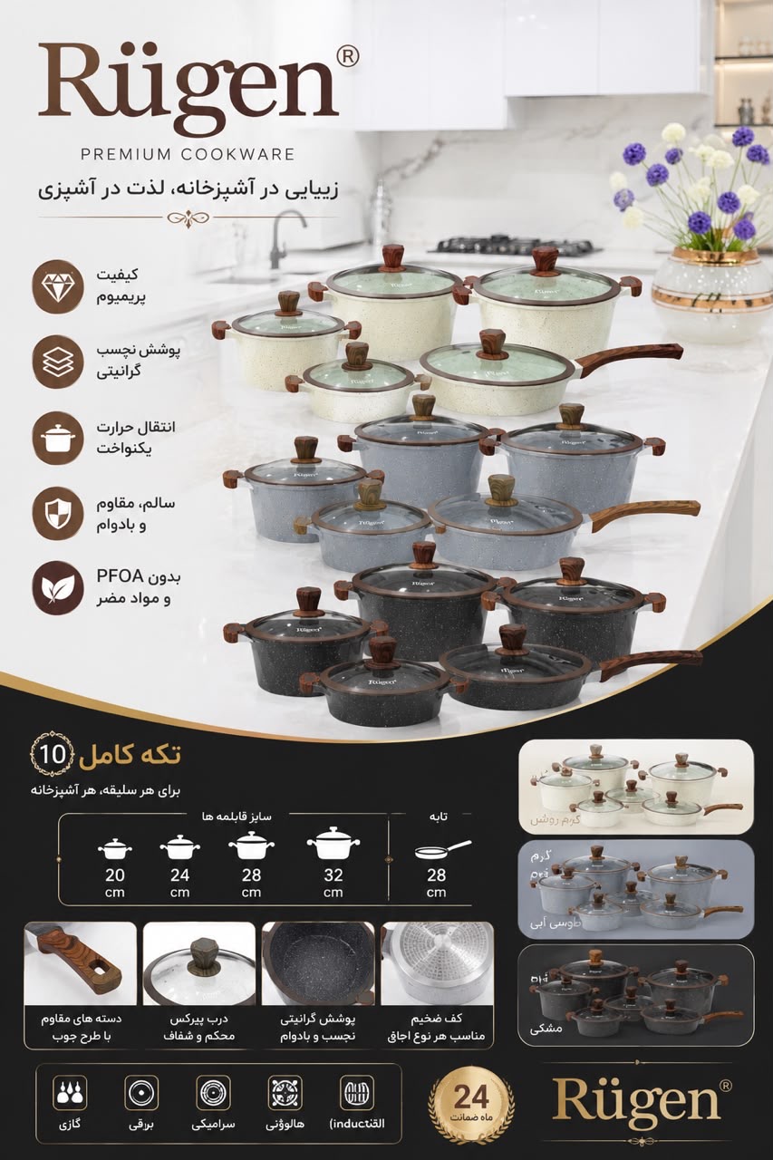 سرویس قابلمه ۱۰ پارچه روگن مدل RU-7010